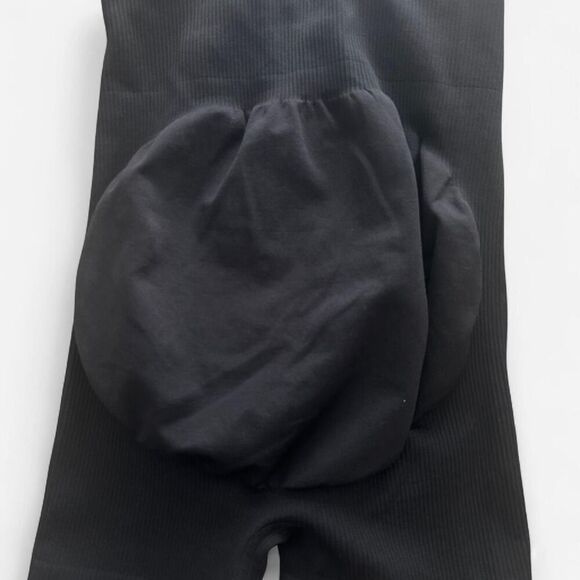 Maternity pregnancy Black Ribbed One-Piece romper – Sleek Athleisure medium - Picture 5 of 6